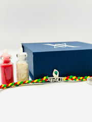 Shree Krishna 925 Silver Rakhi With kumkum and Rice